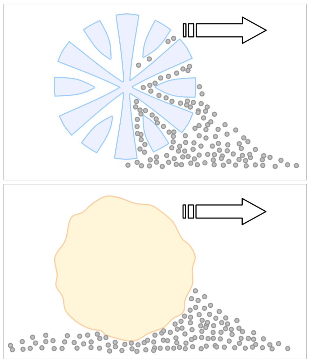 Split microfiber threads (top) are more effective in collecting the dirt from surfaces compared to the regular cotton threads (bottom).