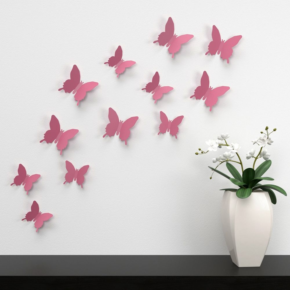 Butterfly wall decal makes the wall appear colorful.