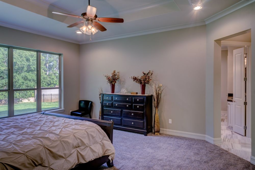 Clean glass windows in the bedroom.