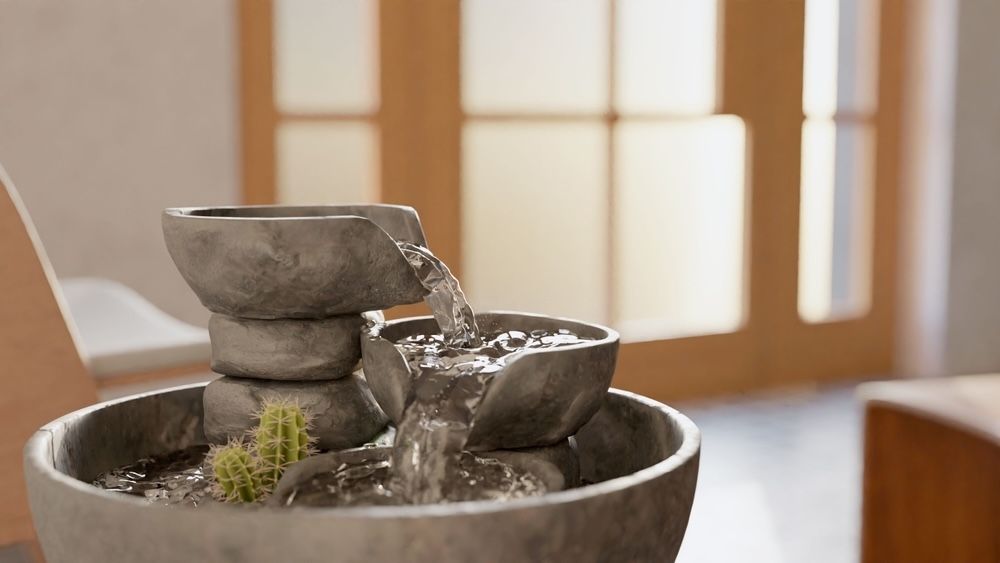 Incorporating an indoor fountain can add a serene, calming effect to your home. The gentle sound of flowing water creates a tranquil ambiance, making your living space feel like a peaceful retreat.