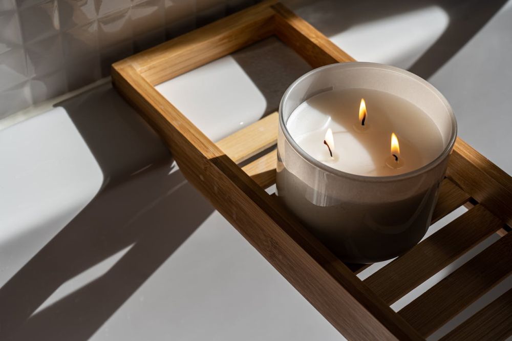 Candles on a shelve can create a beautiful atmosphere.