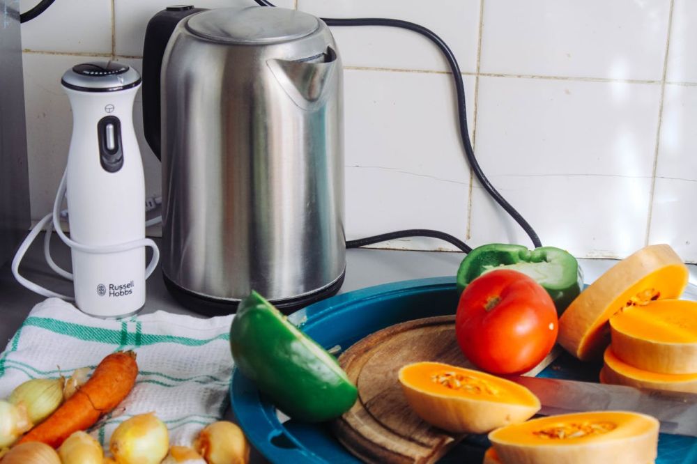 Stainless steel kettle for tea.