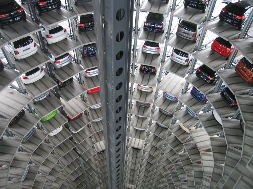 Cars are parked on different floors.