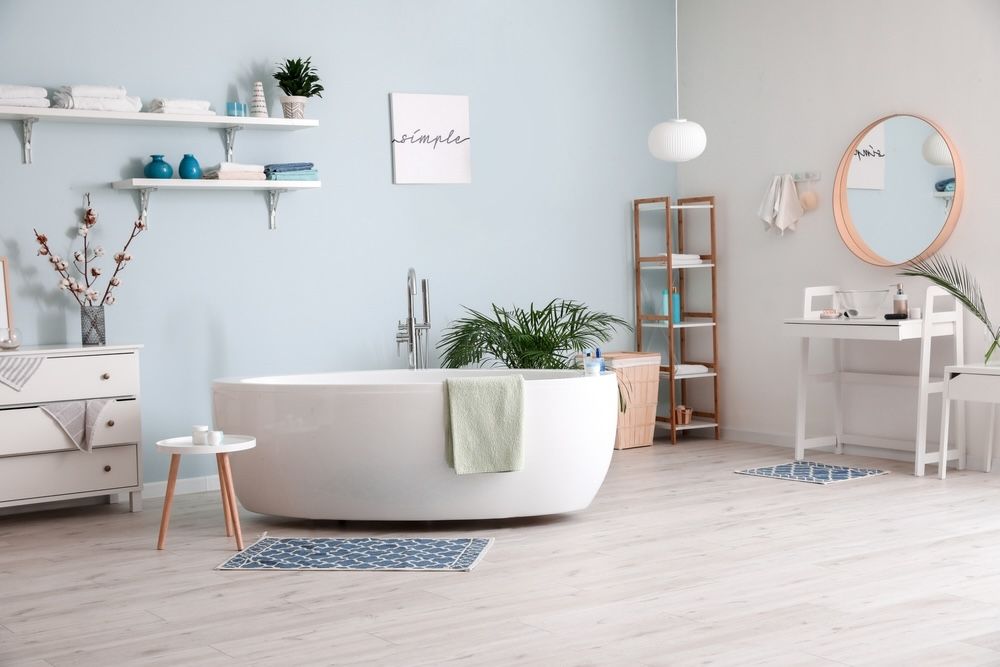 Light blue hues in the bathroom can create a spa-like atmosphere, evoking feelings of cleanliness and serenity. This color choice is perfect for promoting relaxation and rejuvenation in your bathroom space.