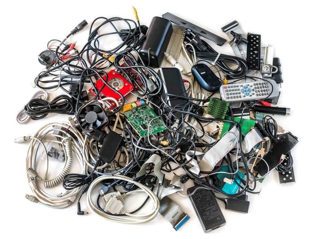A tangled assortment of electronic components and wires – ripe for recycling.